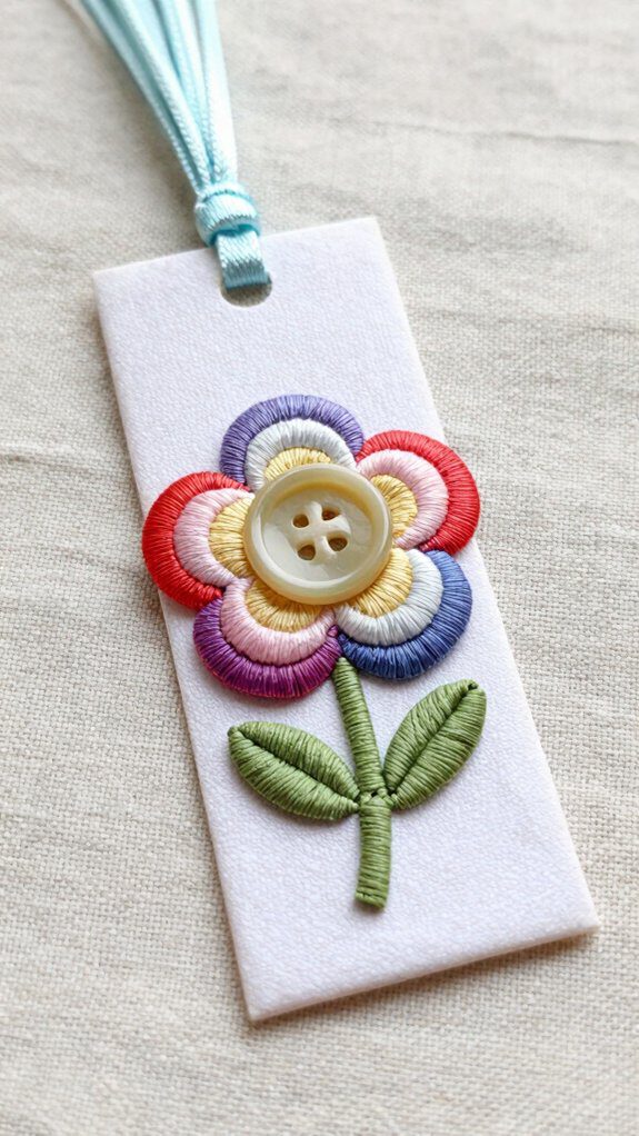 button flower bookmark craft
