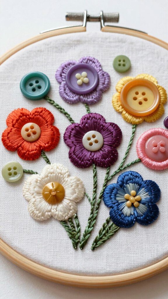 button flower embroidery art