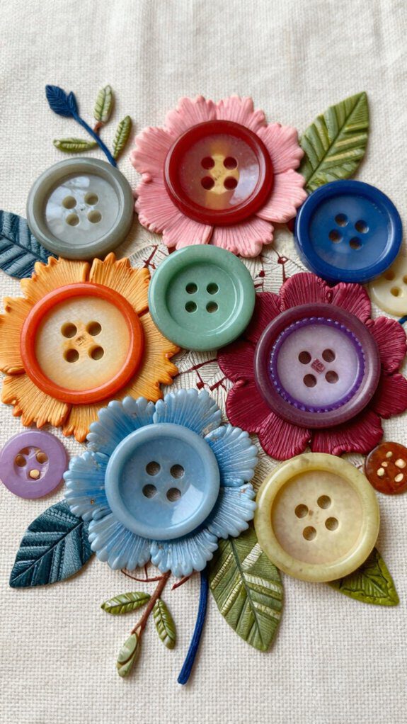 button flower garden art