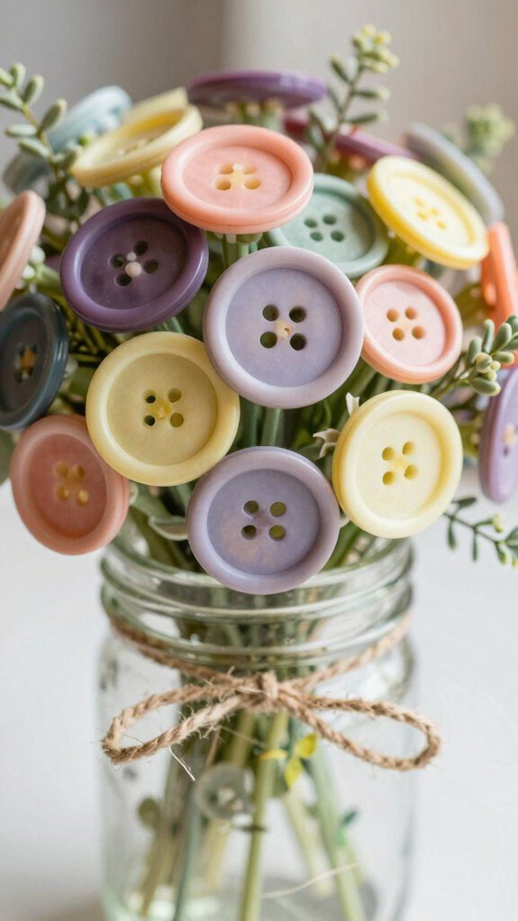 button flower mason jar