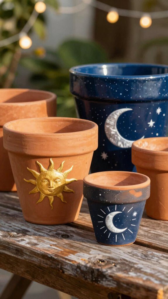 celestial painted terracotta pots