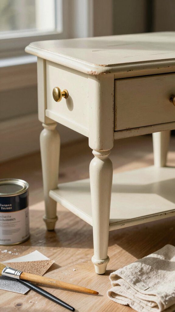 chalk painted distressed ombre side table