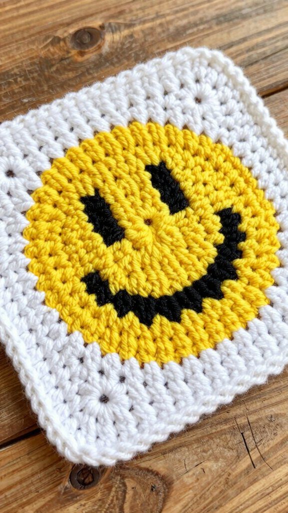 cheerful pixel crochet square