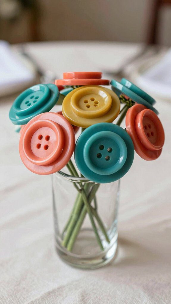 colorful button flower centerpiece