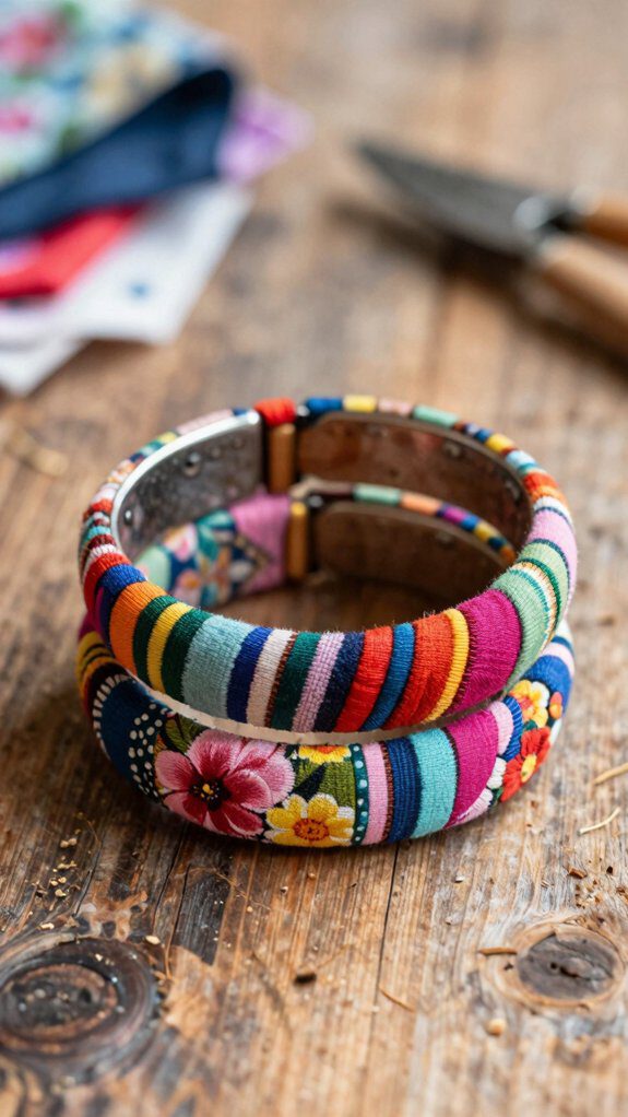colorful fabric wrapped bangles