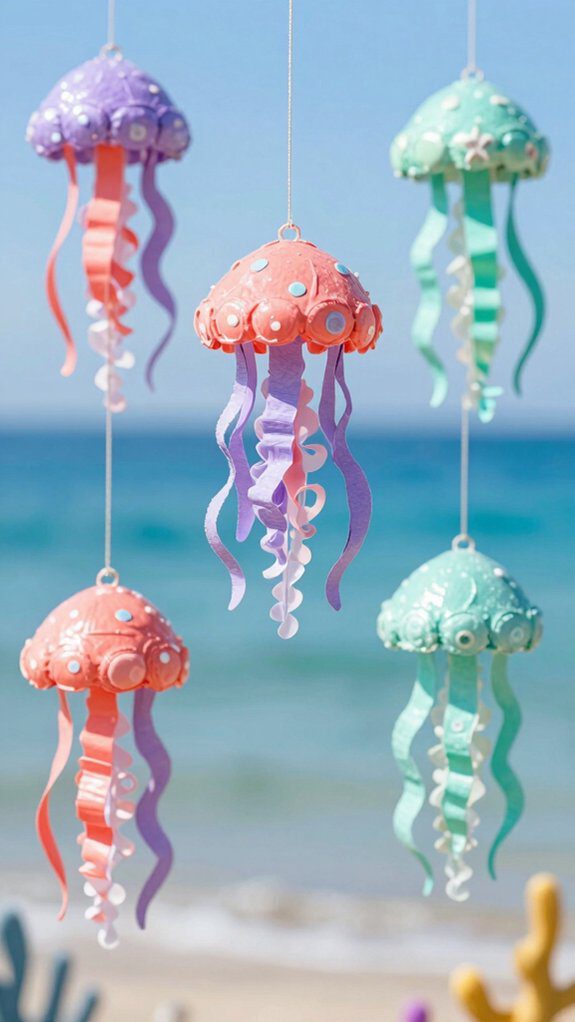 colorful recycled jellyfish mobiles