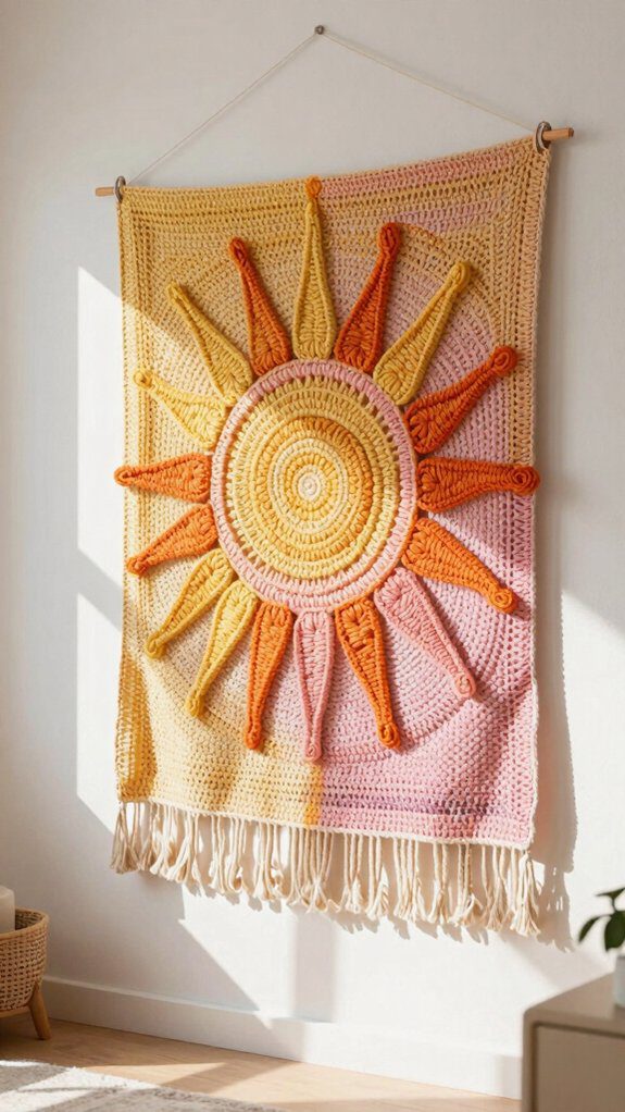 colorful warm crochet tapestry