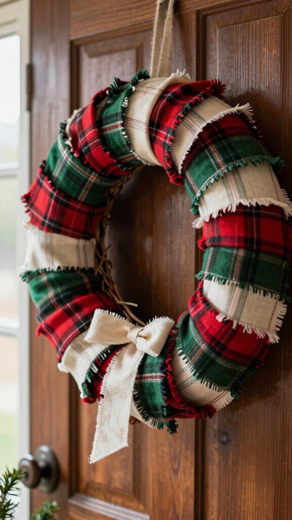 cozy upcycled flannel wreath