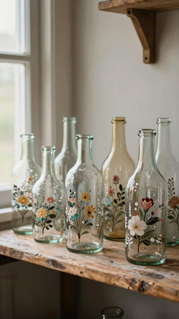 cozy vintage painted bottles