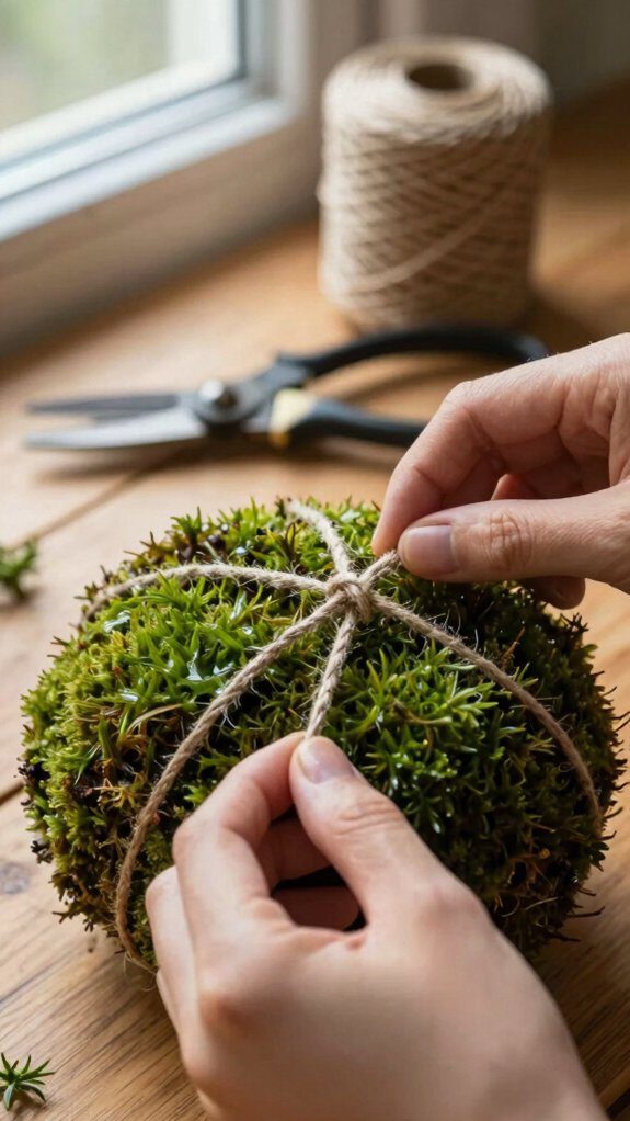 crisscross twine compresses moss