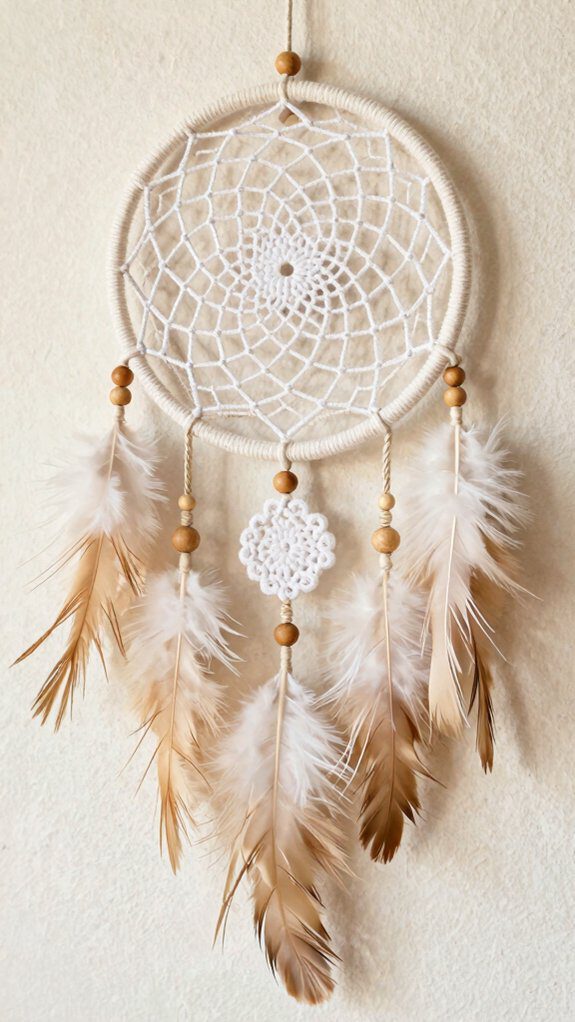 crochet dreamcatcher with feathers