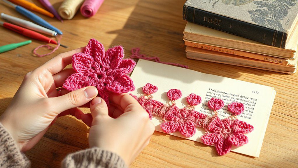 crochet flower bookmark tutorial