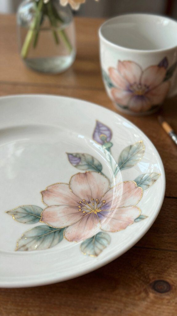 delicate gold outlined floral accents