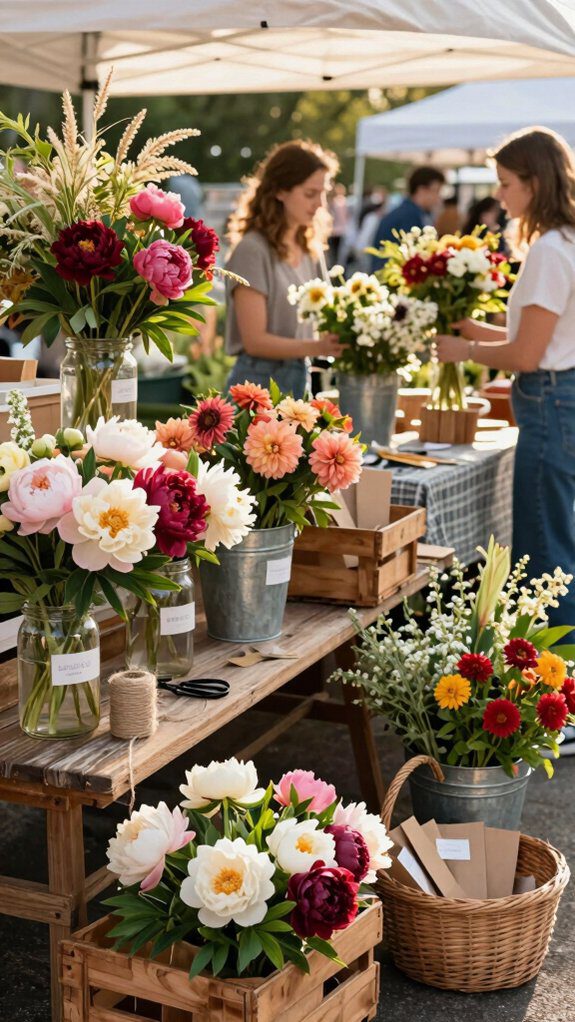 diy farmers market bouquet station