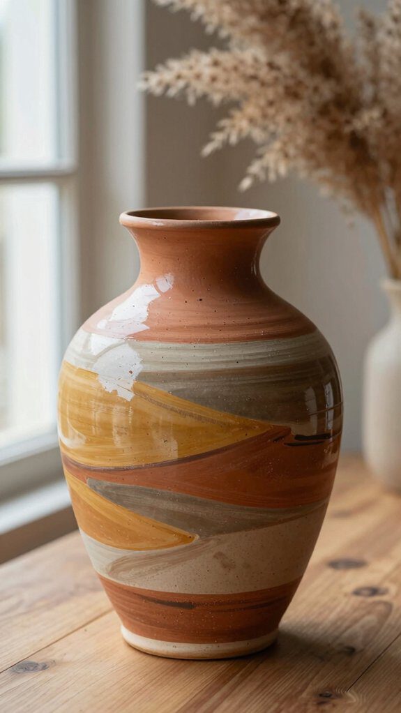 21 Pottery Vase Painting Ideas for Creative Home Decor 18 earthy terracotta textured vases