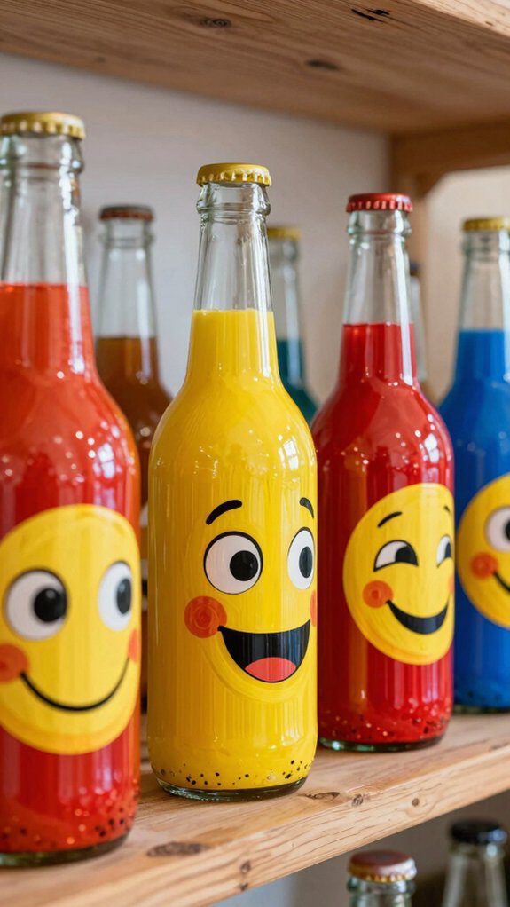 emoji painted bottle decor