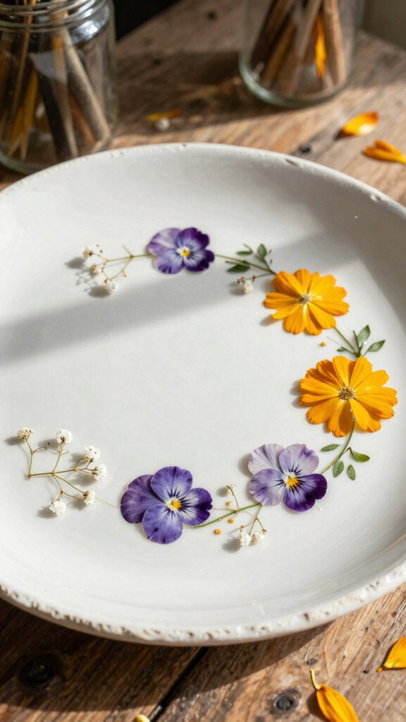 ethereal pressed flower ceramic art
