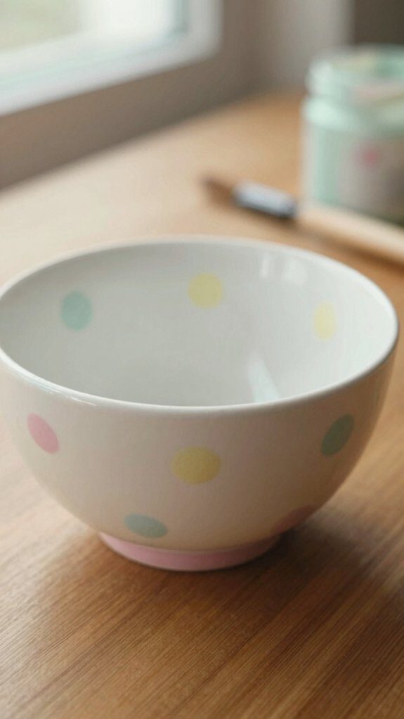 15 Easy Bowl Pottery Painting Ideas for Beginners 2 evenly spaced contrasting polka dots