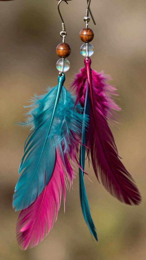 feather and bead earrings
