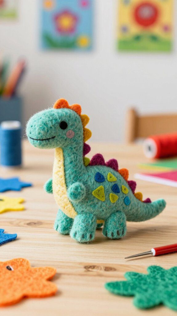18 Felt Projects for Kids That Are Fun and Easy 13 felt dinosaur craft project