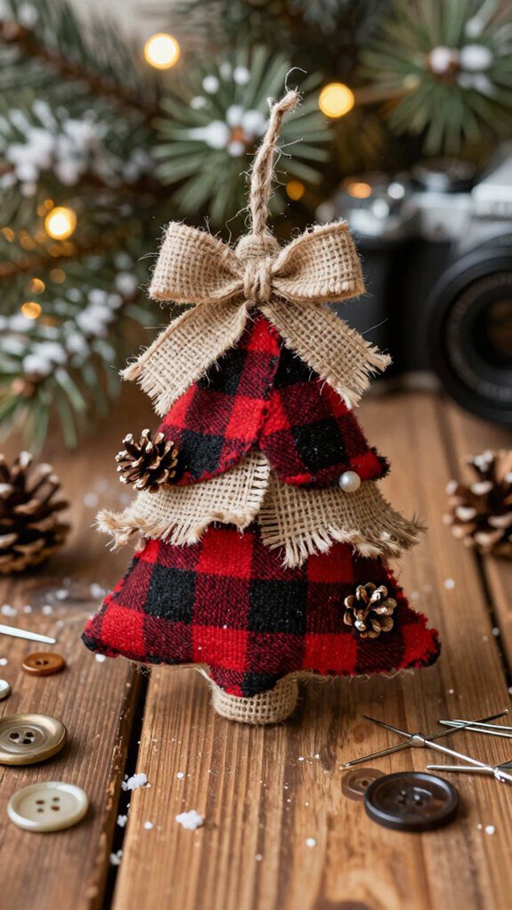 flannel fabric scrap ornaments
