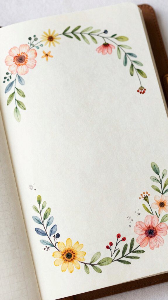 floral doodle monthly spread