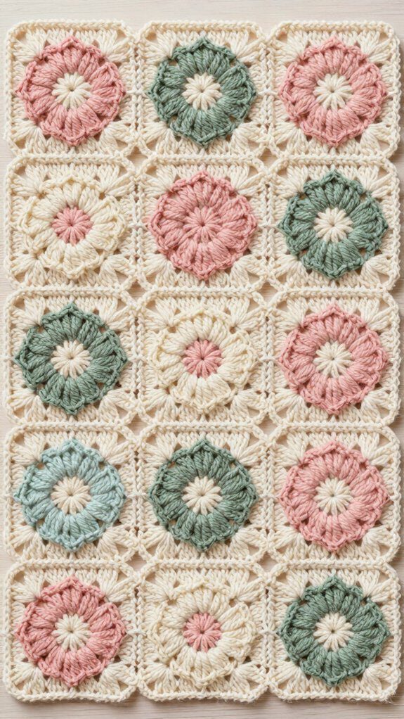 floral motifs enhance grid layouts