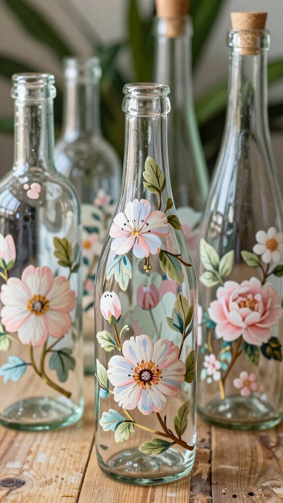 floral painted bottle project