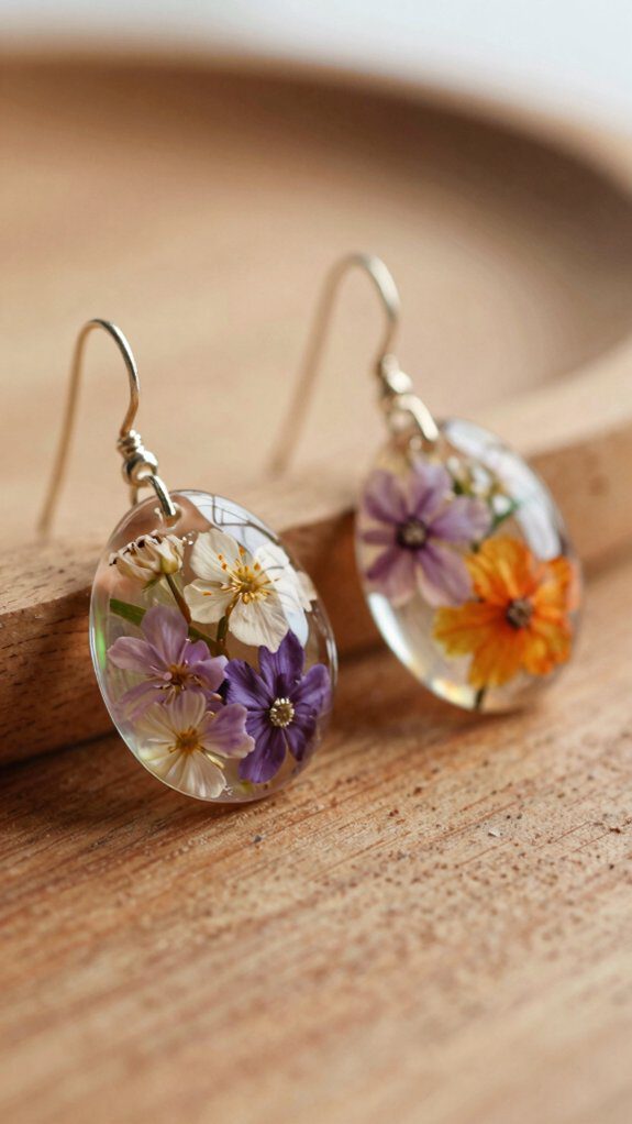 floral resin earring creation