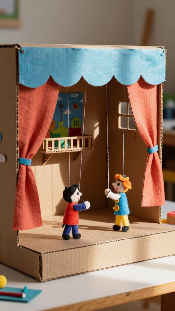 fold out cardboard puppet stage