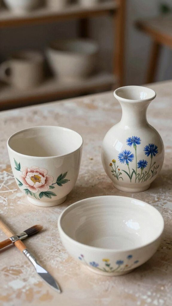 half and half floral pottery