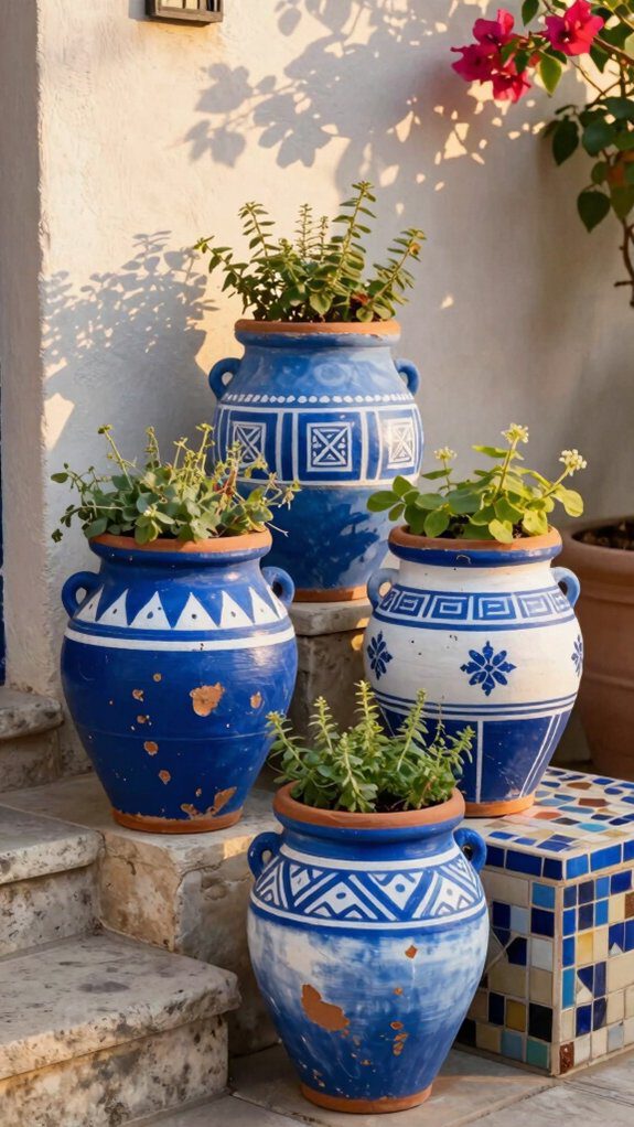 hand painted mediterranean blue and white