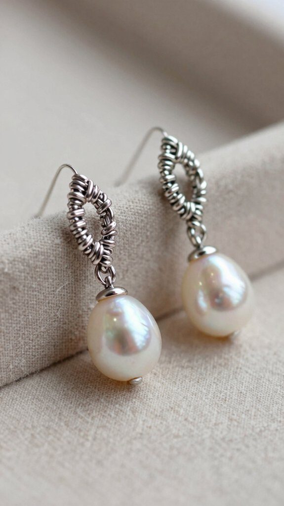 handmade pearl accent earrings