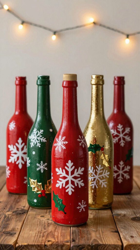 holiday themed painted bottles