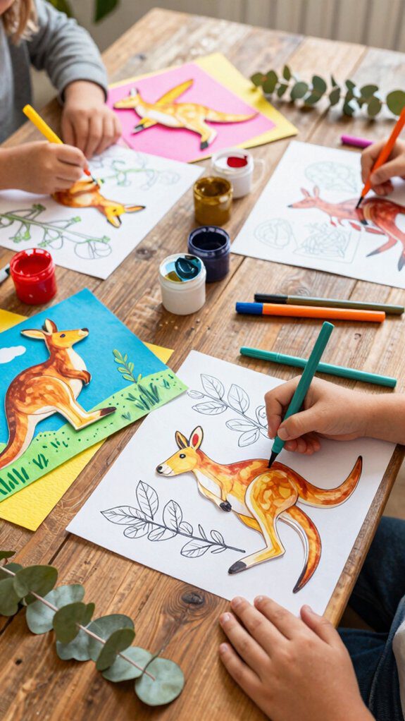 kangaroo coloring and crafting