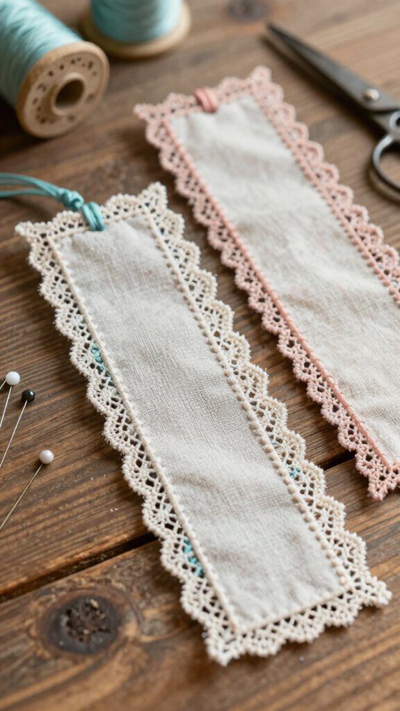 14 Fabric Bookmark DIY Free Pattern Ideas for Easy Sewing Projects 13 lace trim vintage bookmark