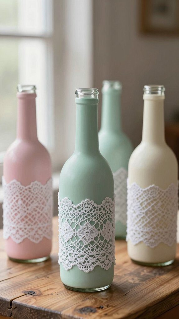 lace wrapped painted bottles project