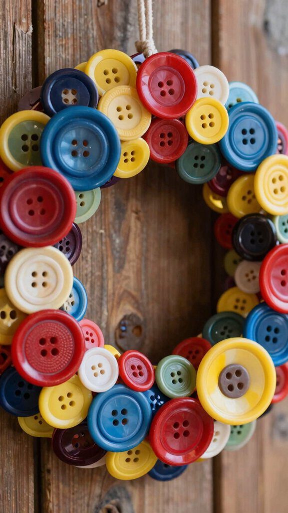 layered button flower wreath