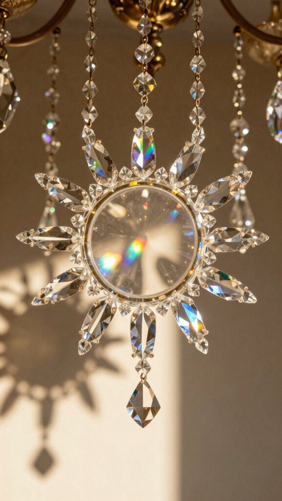 layered crystal sunlight rainbows