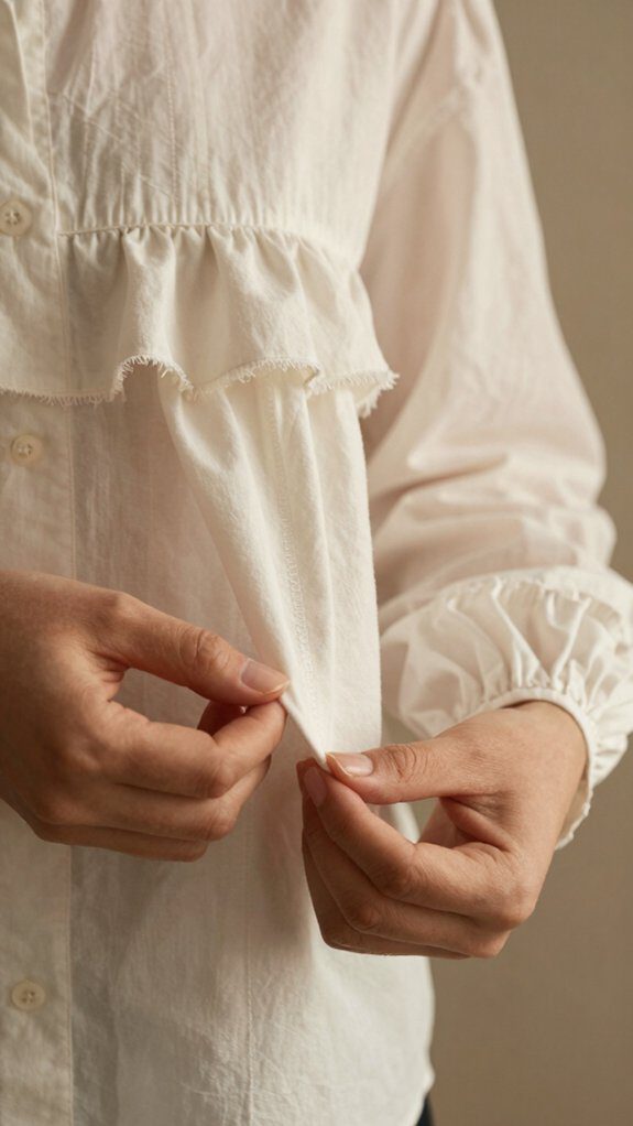 layered gathered ruffles along placket