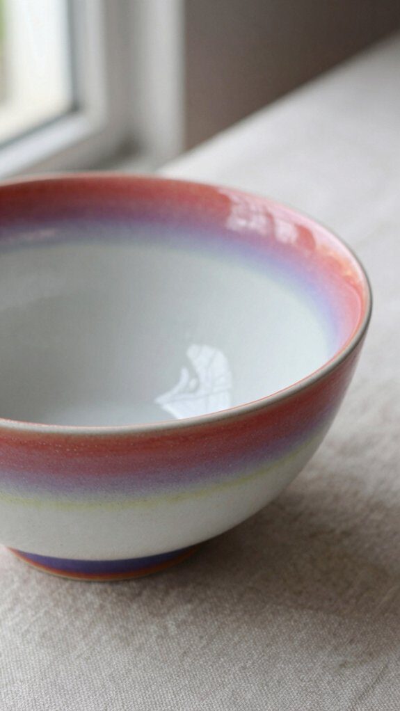 15 Easy Bowl Pottery Painting Ideas for Beginners 11 masked rainbow gradient rim