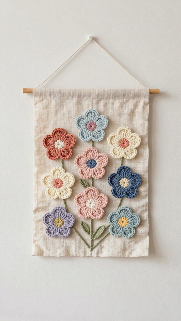 17 Crochet Flower Wall Hanging Patterns for Home Decor 9 minimalist crochet wall decor