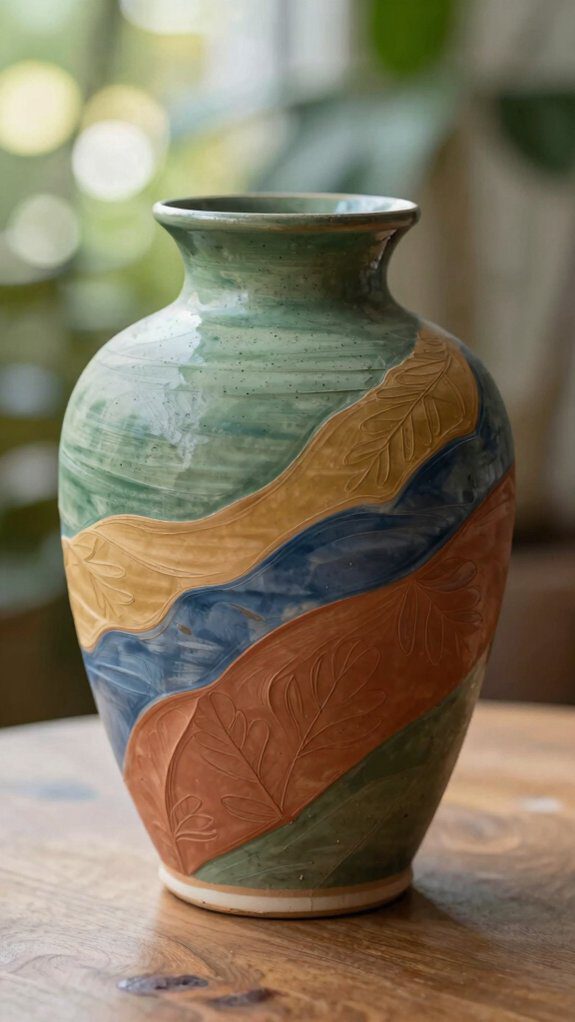 21 Pottery Vase Painting Ideas for Creative Home Decor 22 minimalist moss and fogscaped pottery