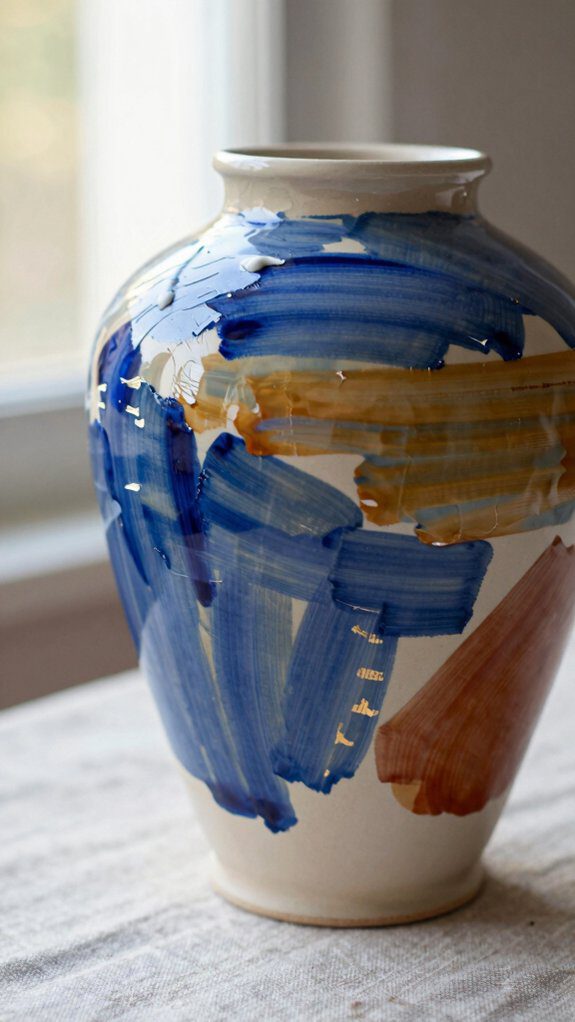 21 Pottery Vase Painting Ideas for Creative Home Decor 3 modern color blocked brushwork pottery