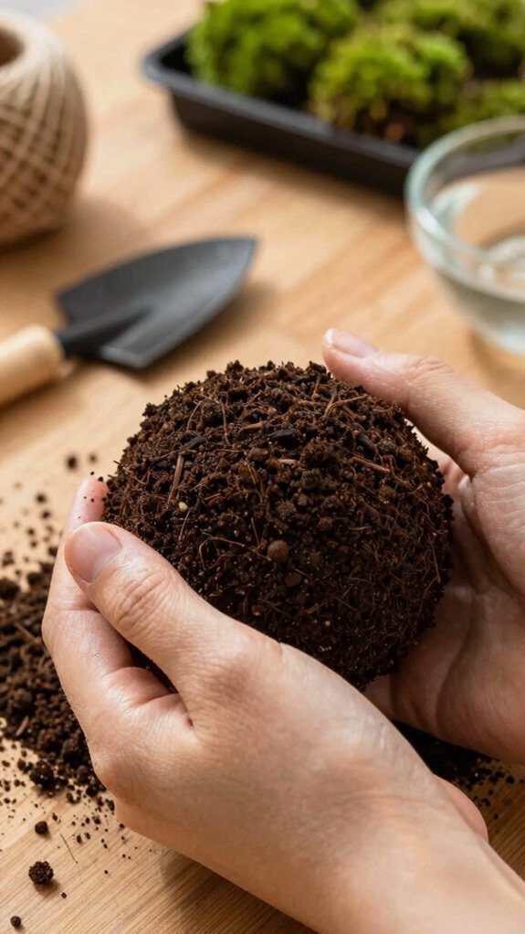 moist firm soil ball