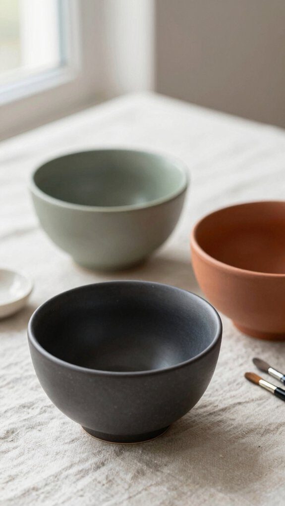 15 Easy Bowl Pottery Painting Ideas for Beginners 9 monochrome matte layered finish