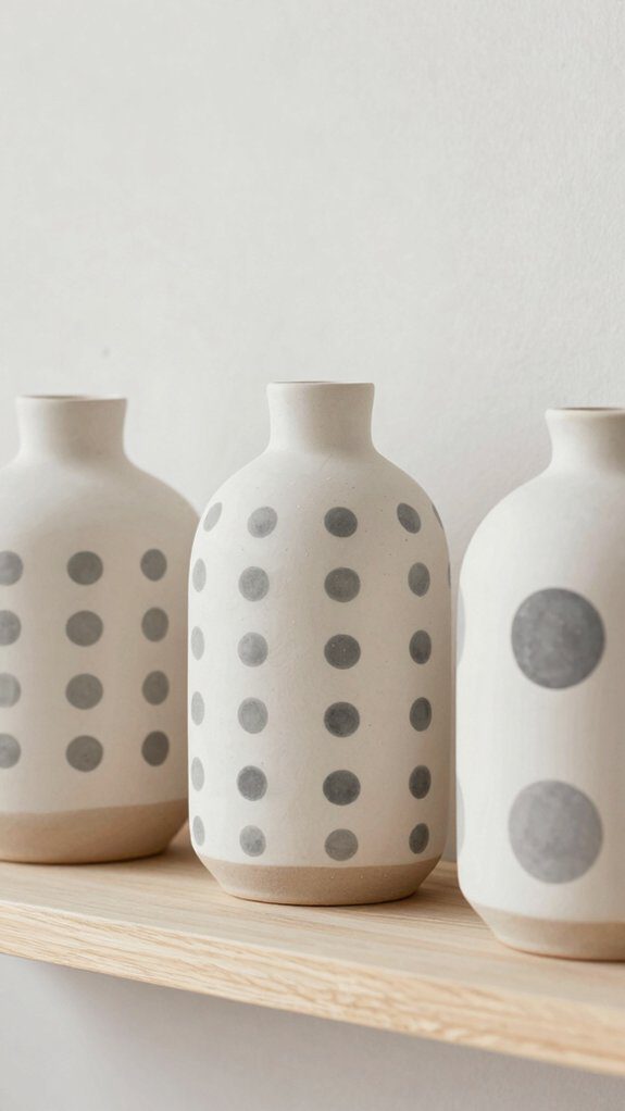21 Pottery Vase Painting Ideas for Creative Home Decor 12 muted scandinavian dotwork vase