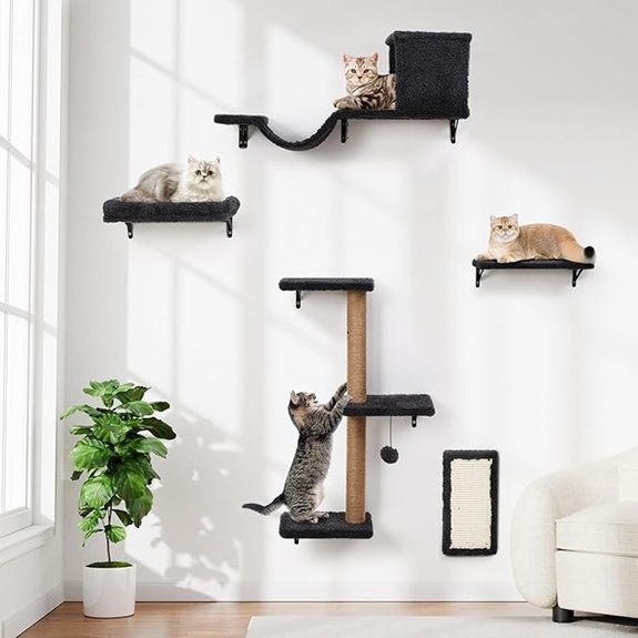 10 Best Cat Wall Shelves for a Happier, Higher-Up Kitty 5 5-in-1 Wall Mounted Cat Shelves (Natural Wood)