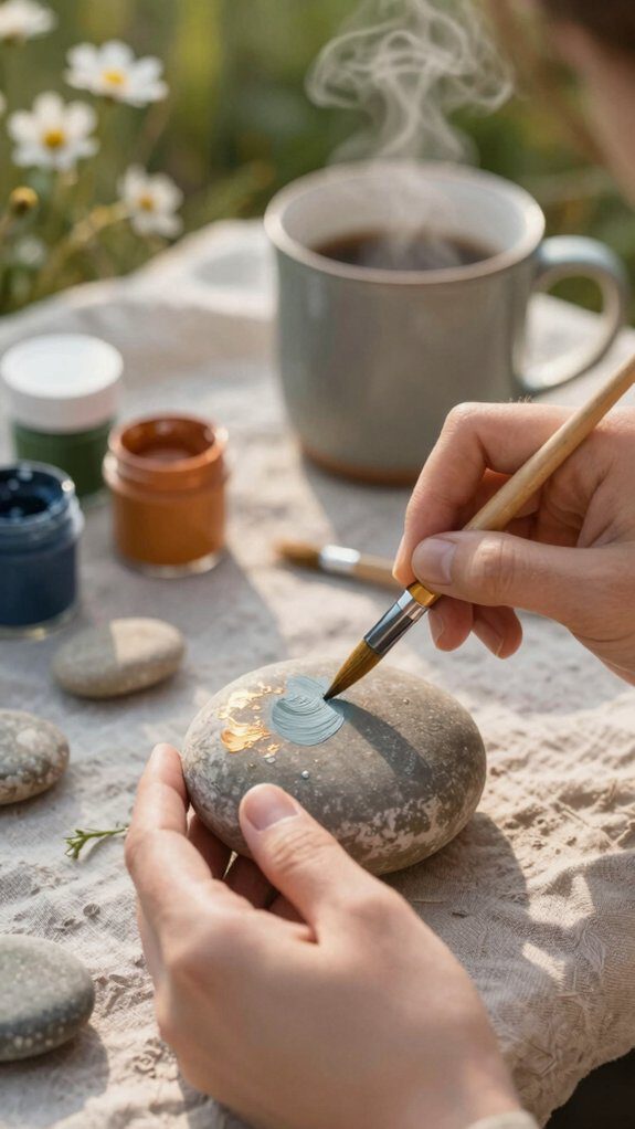 outdoor mandala rock painting
