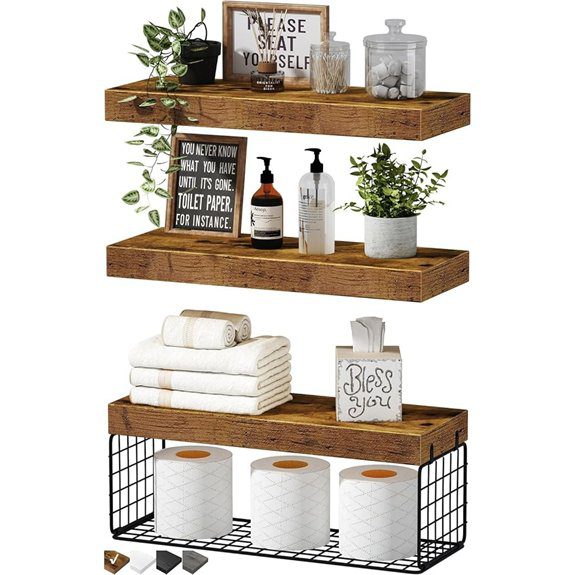 15 Best Farmhouse Furniture Pieces That Bring Cozy Charm Home 8 over toilet bathroom shelf set